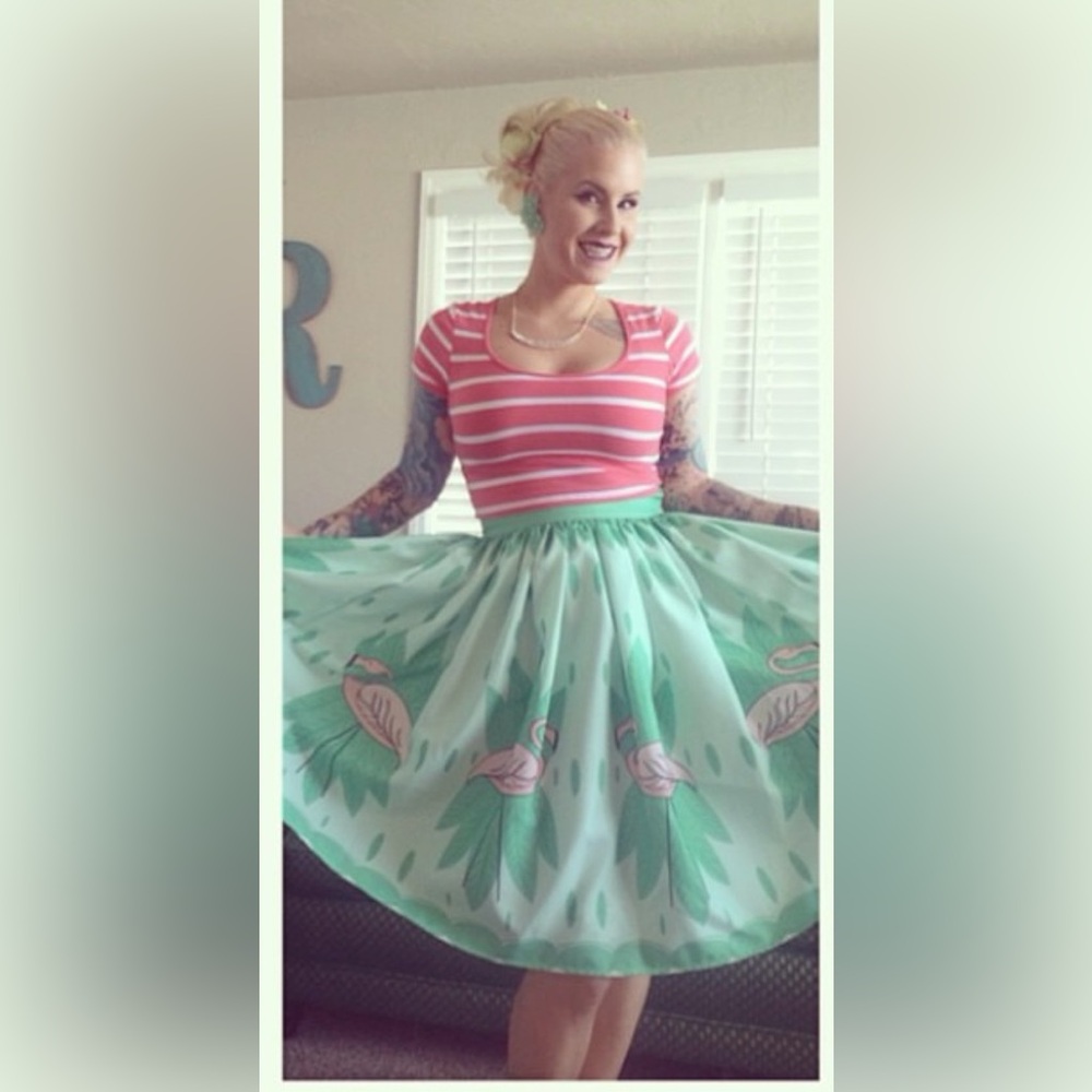 The Oblong Box Shop flamingo circle skirt